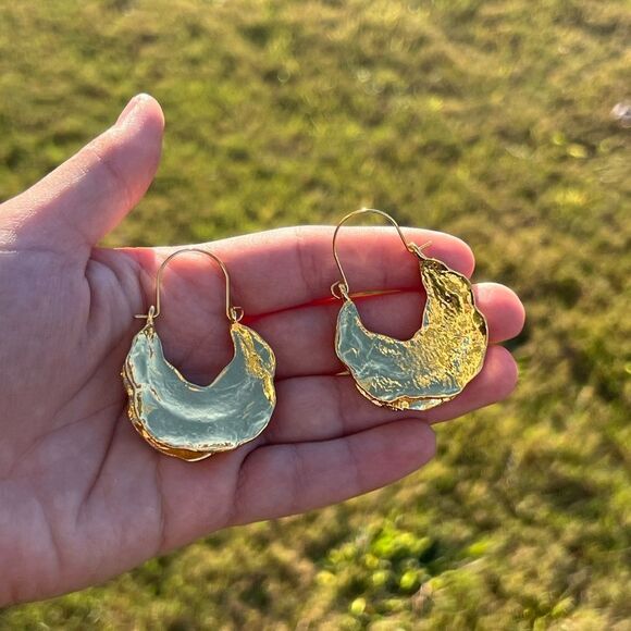 Zara Gold Crescent Hoop Earrings - Picture 12 of 13